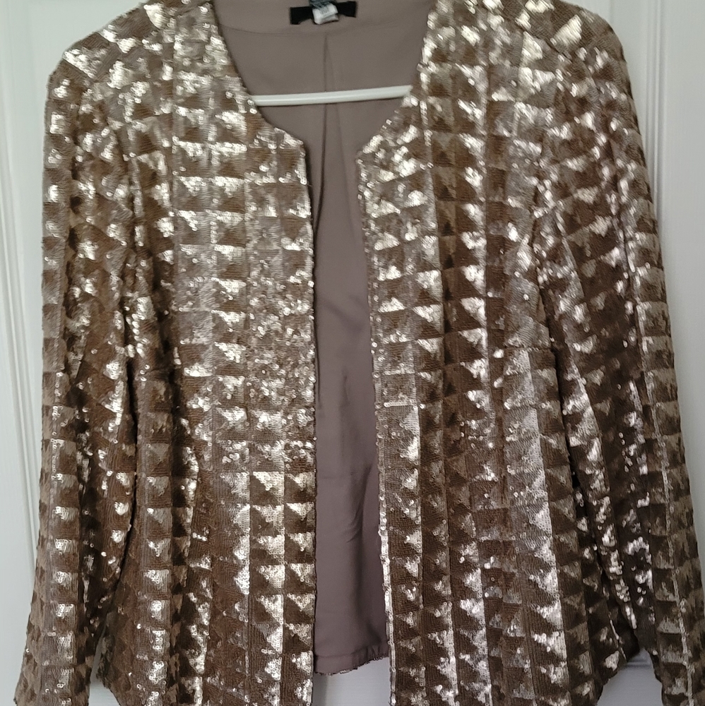 Alfani Sequin Metallic Cava Jacket Size Medium 